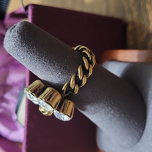 GUCCI CRYSTAL DOUBLE G RING NWOT - Picture 5 of 9